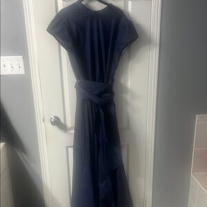 Blue Wrap Maxi Dress with Tie Front for Wedding Guest